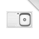 Chiuveta Bucatarie Sanobi, 80x50 cm, cu Picurator, Cuva pe Dreapta, Inox Alimentar, Finisaj Linen