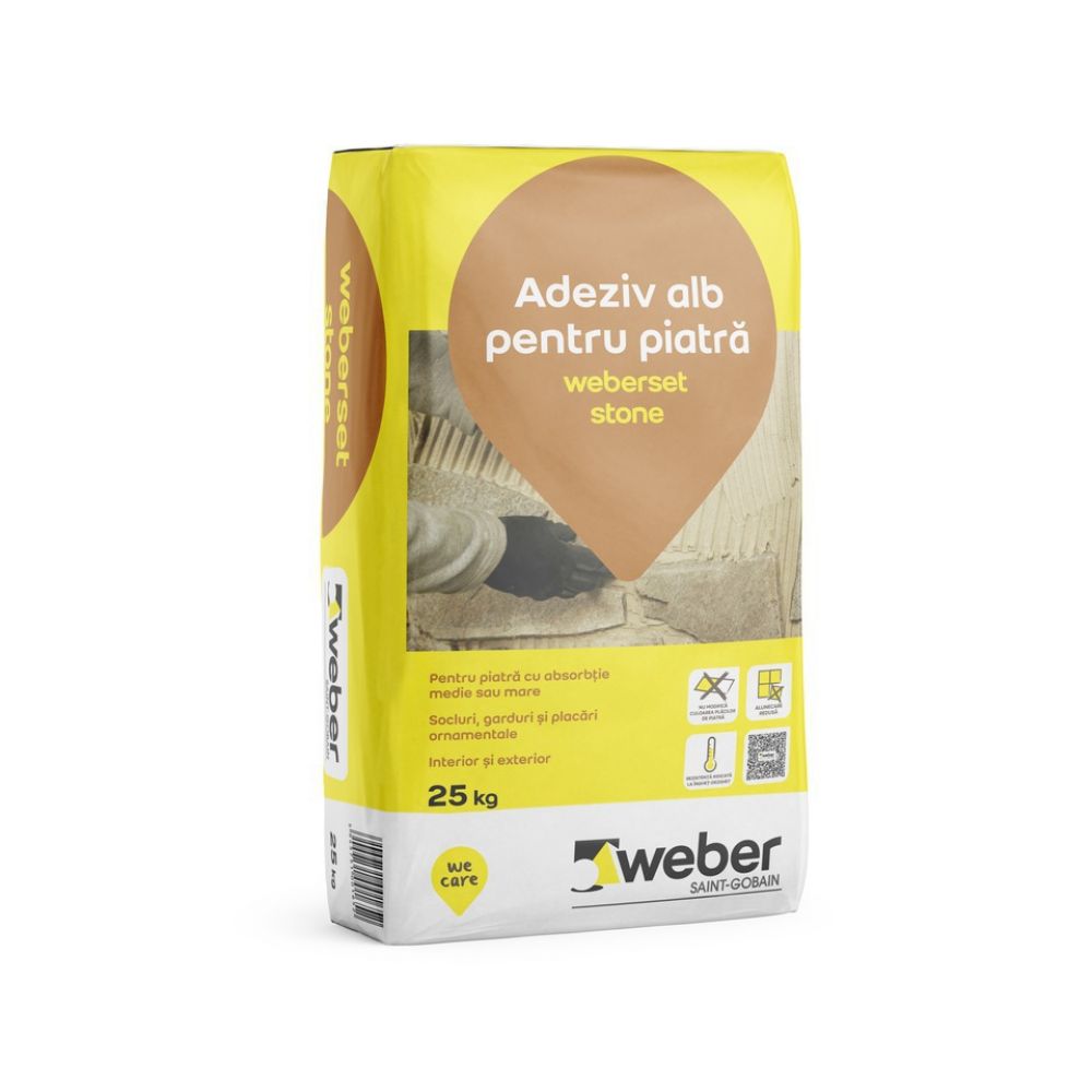 Adeziv alb pentru piatră Weberset Stone, 25 kg