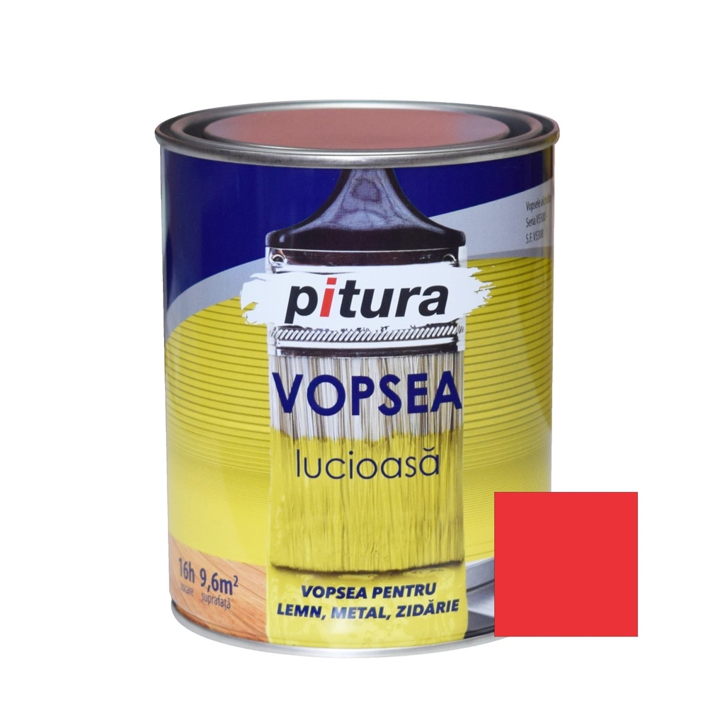 Vopsea universală Pitura, alchidică roșu închis, 0.6 l