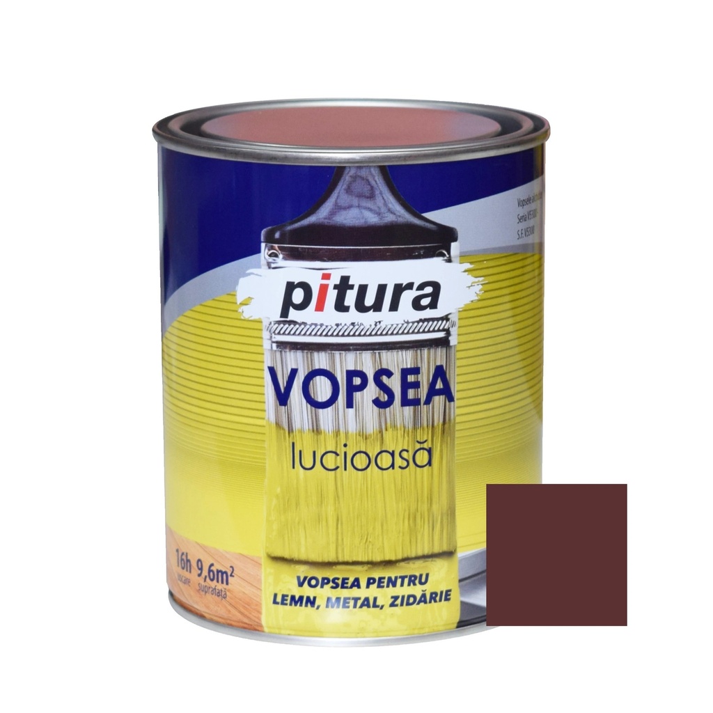 Vopsea universală Pitura, alchidică maro închis, 0.6 l