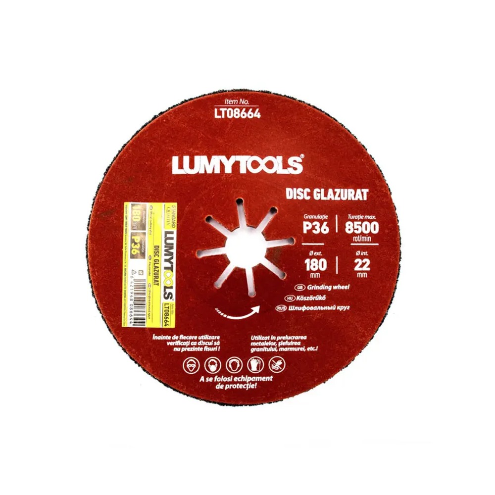 Disc glazurat P36 pentru șlefuit metal, prelucrat granit, marmură, 125x22mm