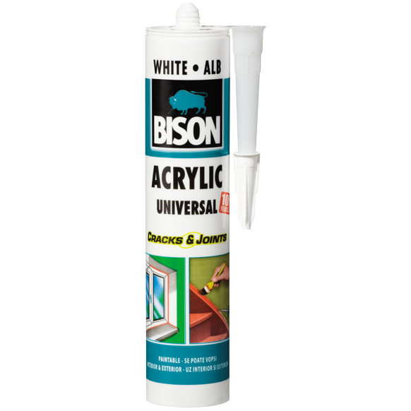 Silicon/etanșeizant acrilic BISON Acrylic, 300ml, alb