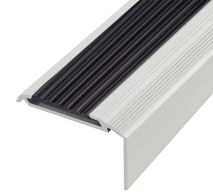 Protecție treaptă aluminiu cu canal și inserție cauciuc, 40x19 mm 2 ml