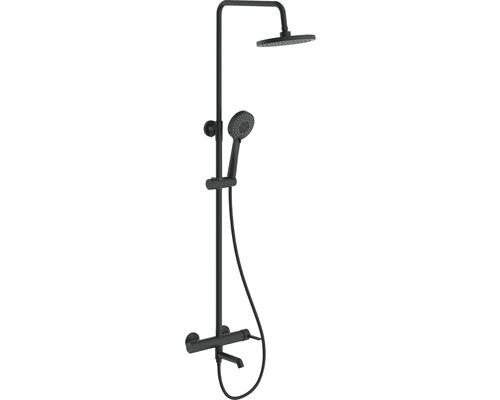 Set PHOENIX-N negru cu baterie duș fix Ø 20 cm, pară duș 3 funcții