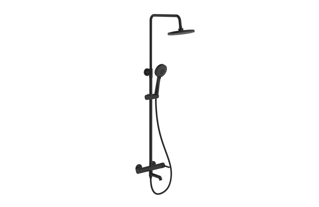 Set PHOENIX-N negru cu baterie duș fix Ø 20 cm, pară duș 3 funcții
