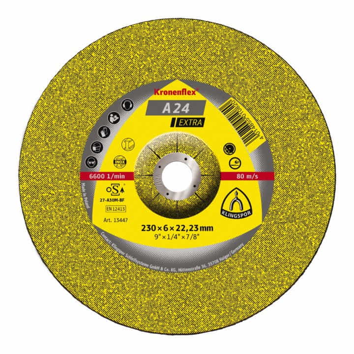 Disc de șlefuire KLINGSPOR A 24 Extra curbat 13447 universal pentru metal, 230x6x22.23 mm