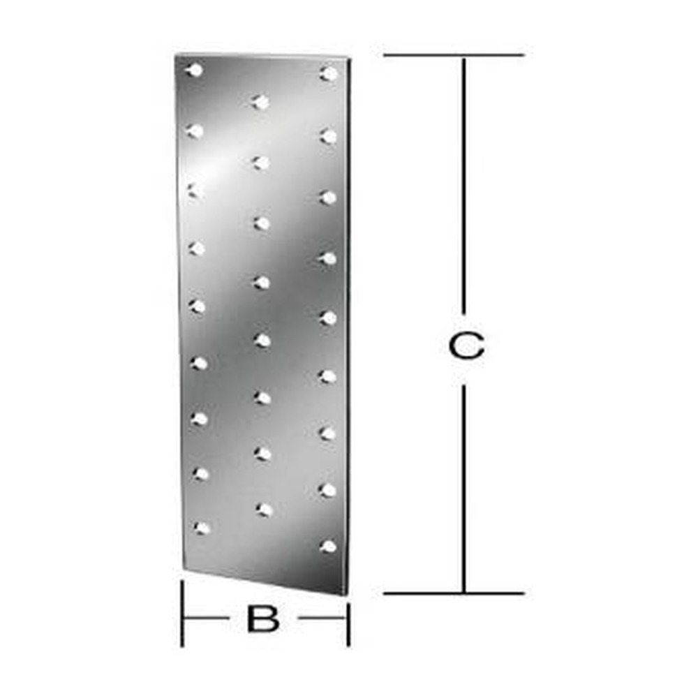 Placă perforată plată din otel zincat, 120x40x2 mm