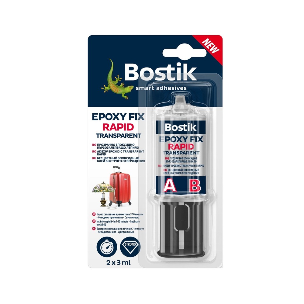 Adeziv bicomponent epoxy fix rapid transparent Bostik, 2x3 ml