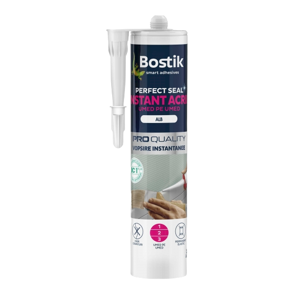 Silicon etansant acrilic instant alb, umed pe umed Bostik, 300 ml