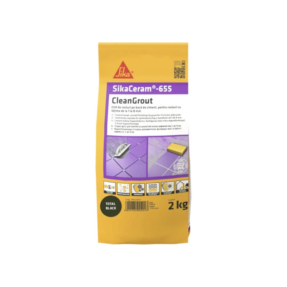 Chit de rosturi gresie și faianță SikaCeram 655 CleanGrout Total Black, 2 kg