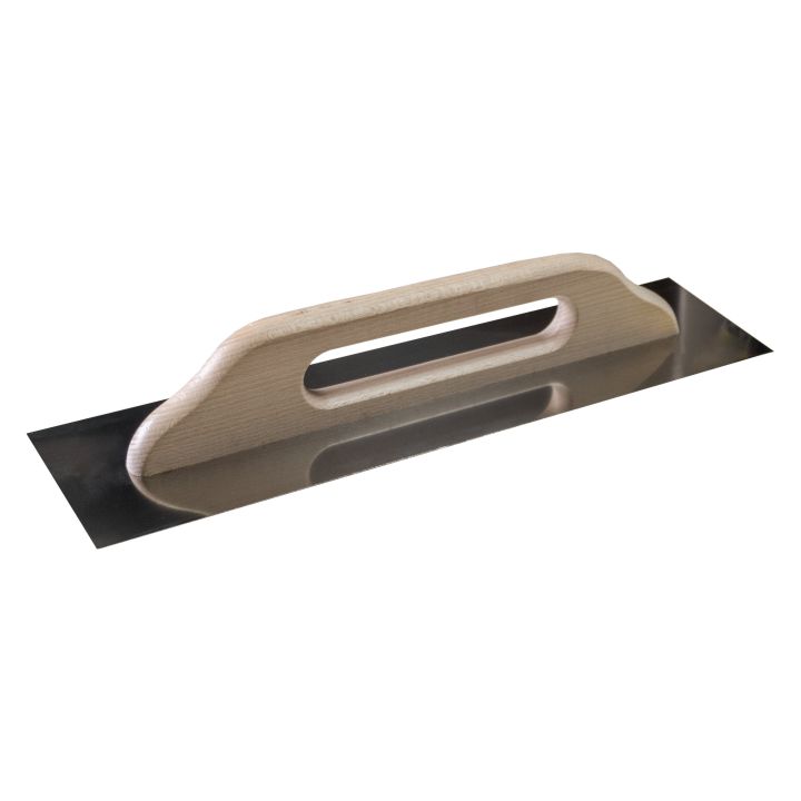 Gletieră dreptă din inox cu mâner lemn, 360x130 mm