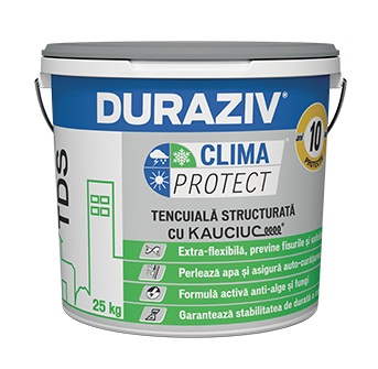 Tencuială decorativă DURAZIV Clima Protect® cu Kauciuc® 2 mm structurată 25 kg/găleată