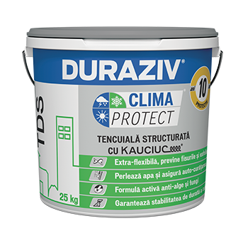 Tencuială decorativă DURAZIV Clima Protect® cu Kauciuc® 2 mm structurată TDS 25 kg/găleată