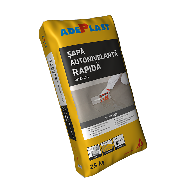 Sapă autonivelantă rapidă ADEPLAST pentru interior cu trafic ușor 2-10 mm, 25 kg