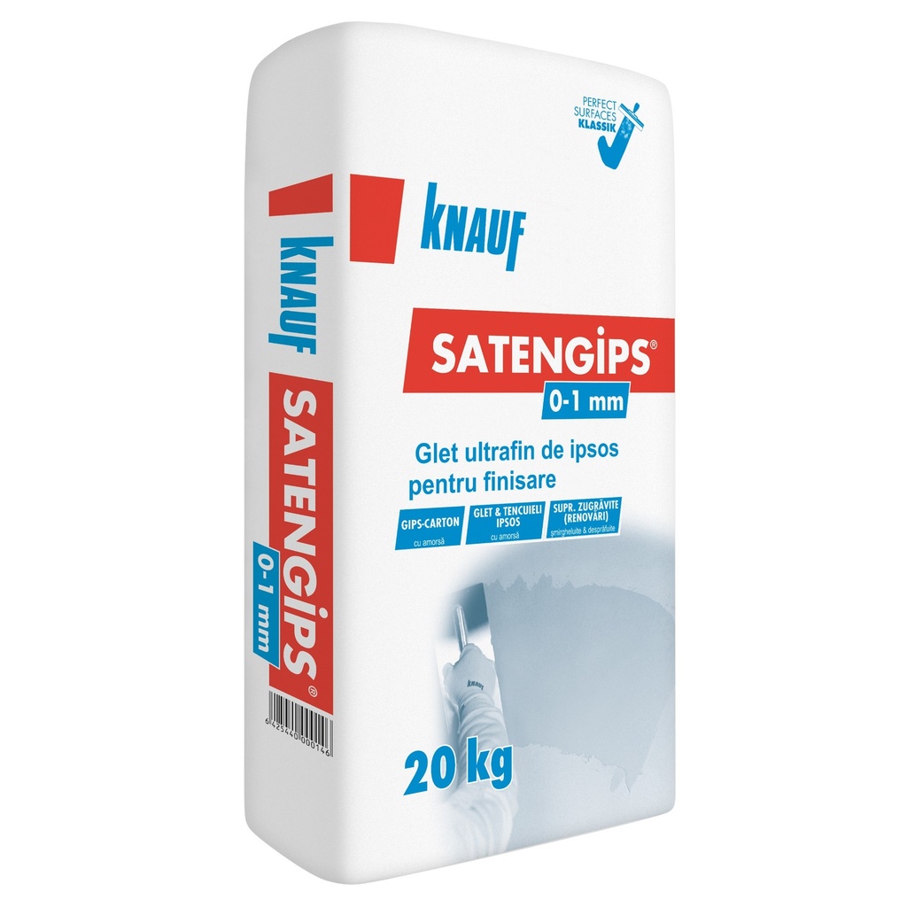 Glet ultrafin de ipsos Knauf SATENGIPS pentru finisare, 20 kg
