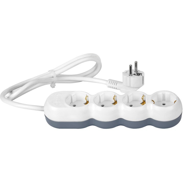 Prelungitor electric alb gri 3680W, 3x1.5 mm² cu 4 prize, 3 ml