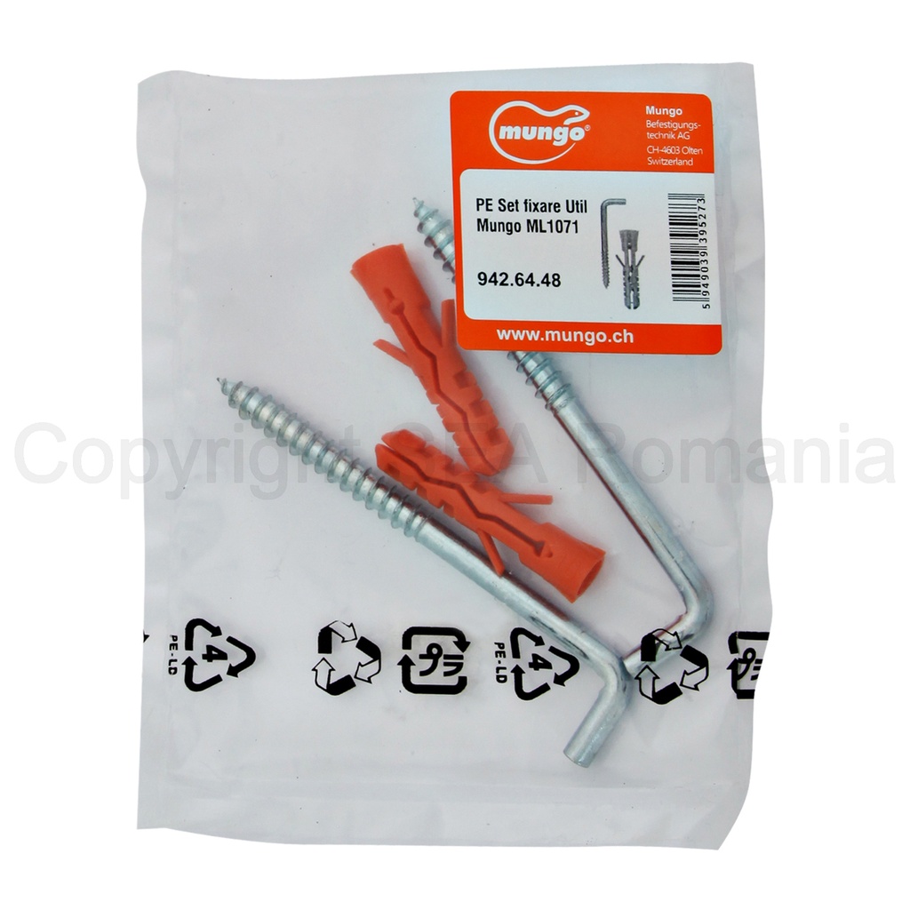 Set fixare Util Mungo cu diblu si agatator tip L- ML1071 - 2 buc