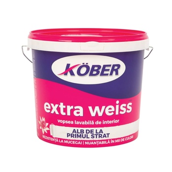 Vopsea lavabilă pentru interior Kober Extra Weiss albă, 2 l