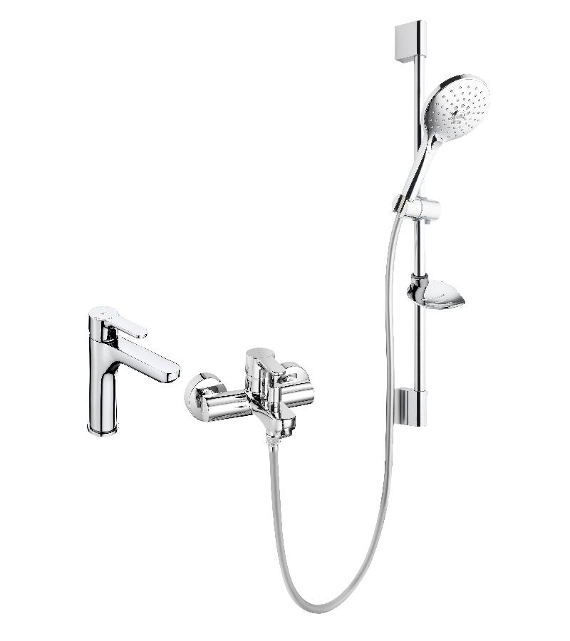 Pachet baterii Roca L20: baterie lavoar Cold Start + baterie cada dus + set dus, para dus, bara dus, furtun dus