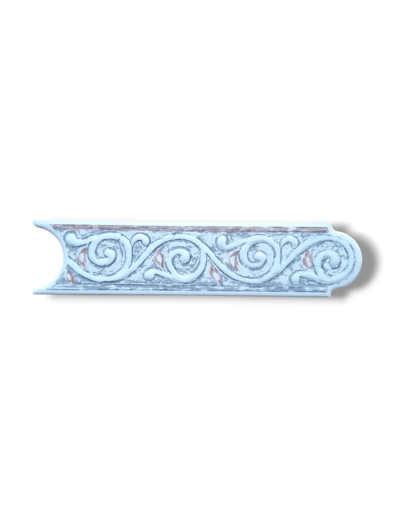 List ceramic decor 200x50 mm, ornament, red&grey