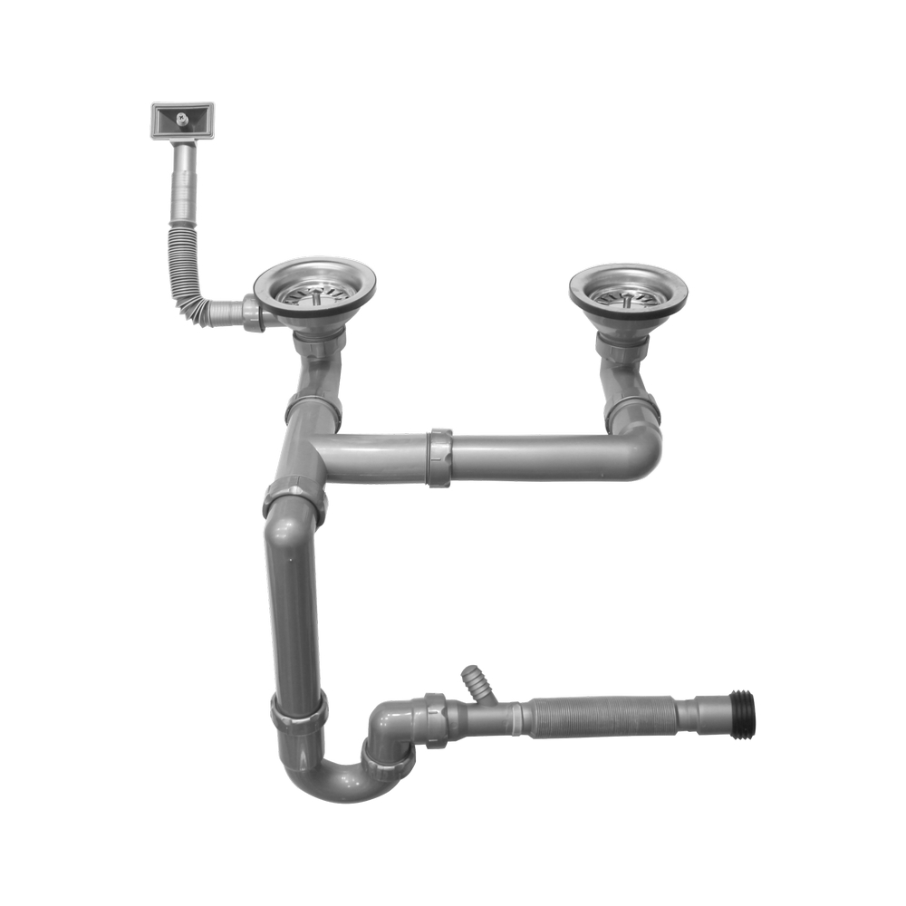 Sifon cu valva pentru chiuvete cu 2 cuve, S902B SANOBI