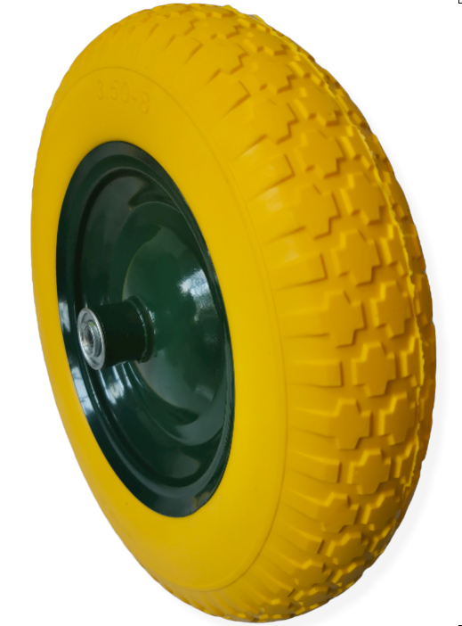 Roată roabă din poliuretan cu jantă metal şi rulment, 3,5 x 8