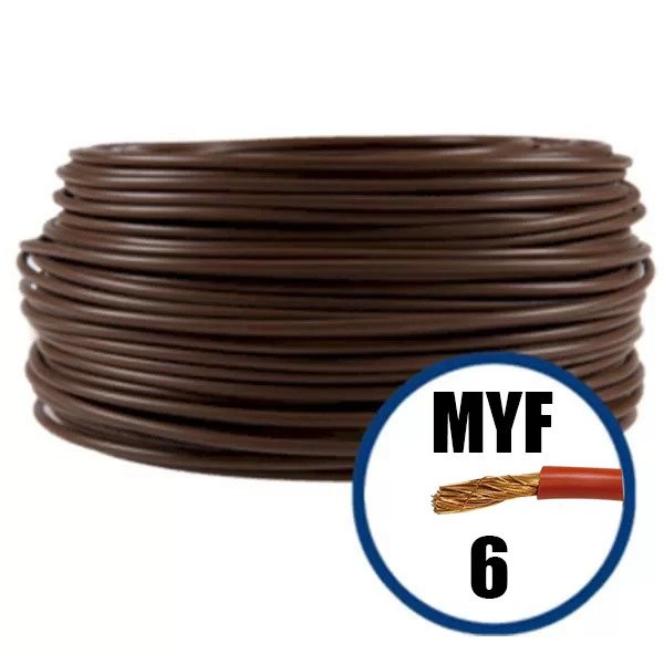 Conductor electric MYF (H07V-K) 6 mmp, izolaţie PVC, maro