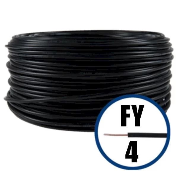 Conductor electric FY (H07V-U) 4 mmp, izolație PVC, negru