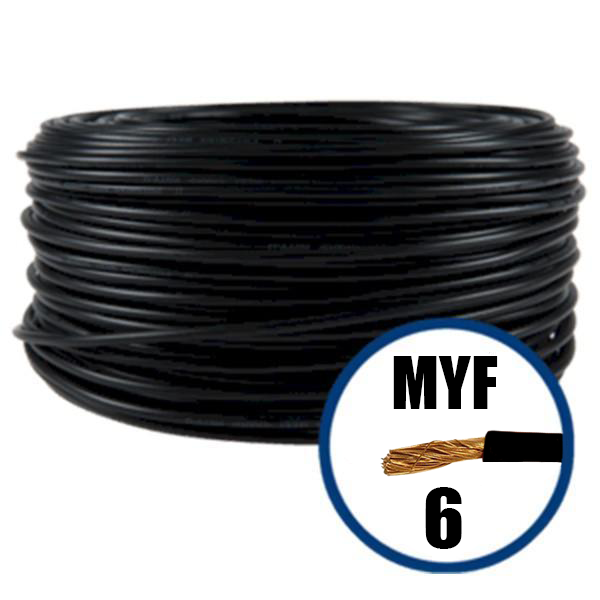 Cablu electric MYF (H05V-K) 6 mmp, izolatie PVC, negru