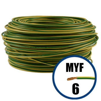 Conductor electric MYF (H05V-K) 6 mmp, izolaţie PVC, galben-verde
