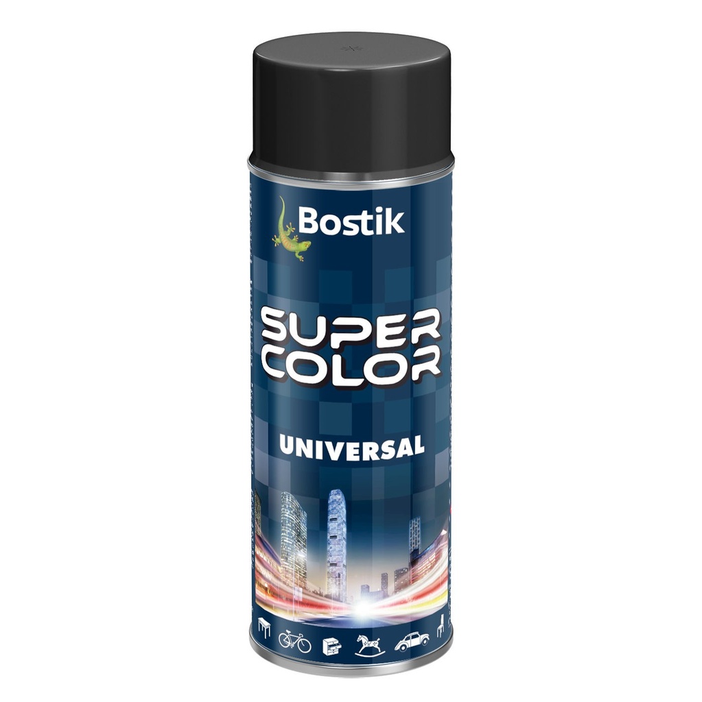 Spray vopsea Bostik Bostik Color Universal, RAL 9005 negru intens mat interior/exterior, 400 ml