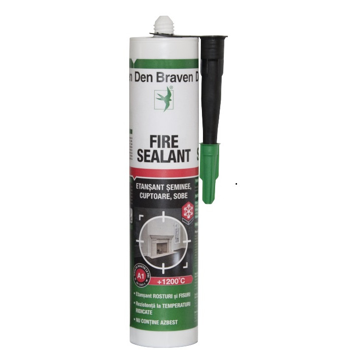 Etanșant siliconic Fire Sealant, rezistent la temperaturi ridicate 1200°C negru, 280 ml