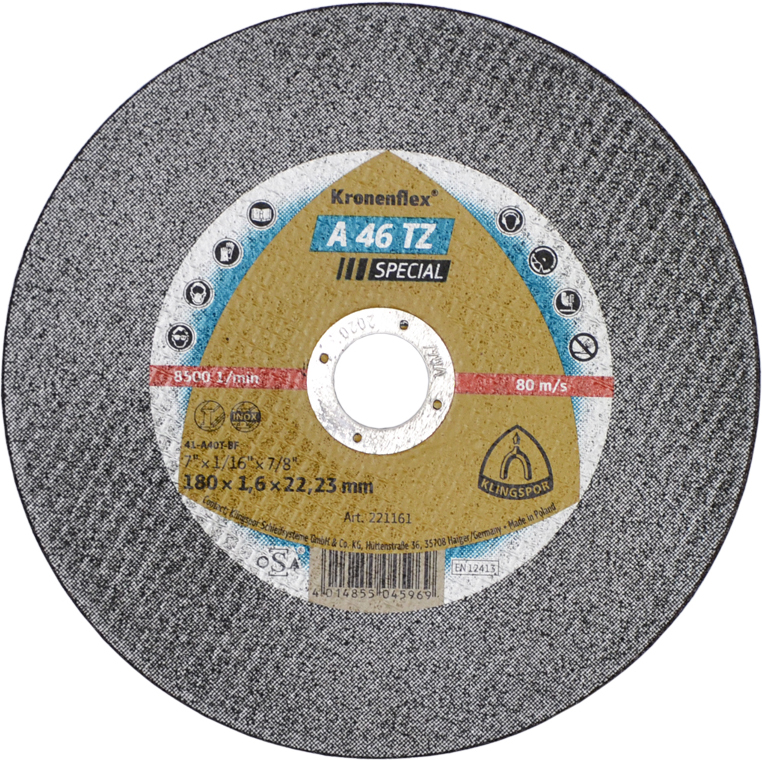 Disc de tăiere KLINGSPOR A 60 TZ Special plat 221161 pentru inox, oțel, 180x1.6 mm