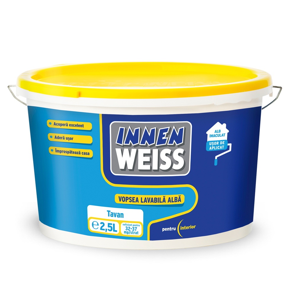 Vopsea lavabilă albă Innenweiss pentru interior, 2.5 l