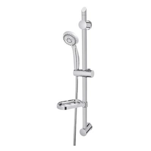 Set duș Esla crom, pară mobilă 5 funcții, bară perete și săpunieră, 65 cm