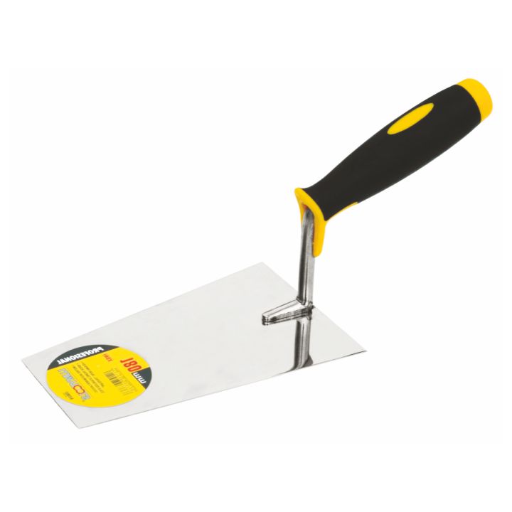 Mistrie trapezoidală inox cu mâner cauciuc, 180 mm