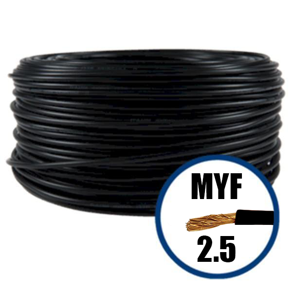 Conductor electric MYF H07V-K , izolatie PVC, 2.5 mmp negru