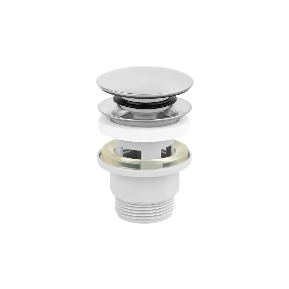 Ventil universal pentru lavoar clik clack ABS, finisaj inox, ciuperca mare cu preaplin