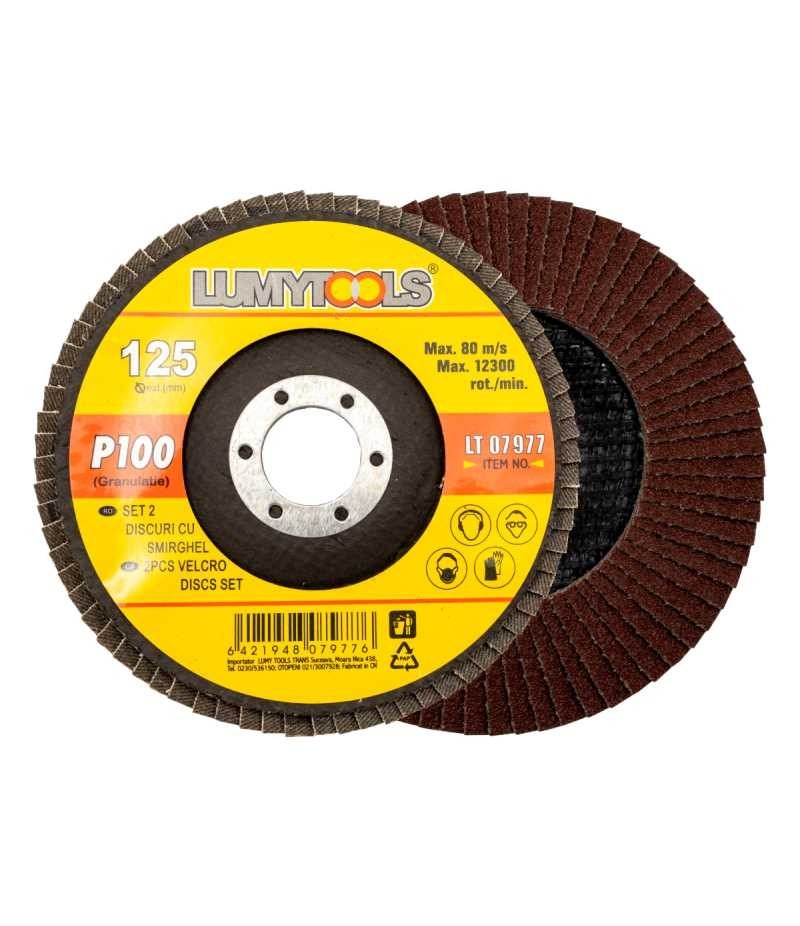Set 2 discuri cu şmirghel, granulație P100  Ø 125 mm  rot/min 12200