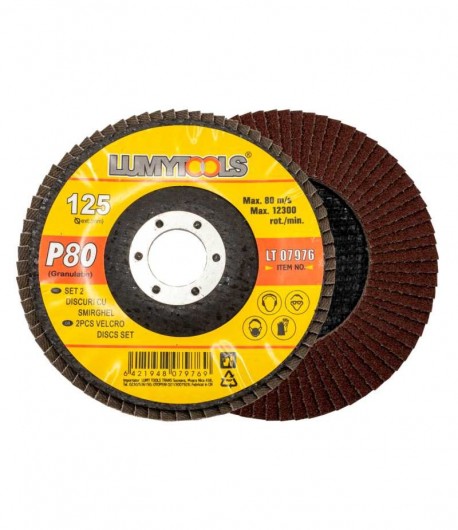 Set 2 discuri cu şmirghel, granulație P80  Ø 125 mm  rot/min 12200