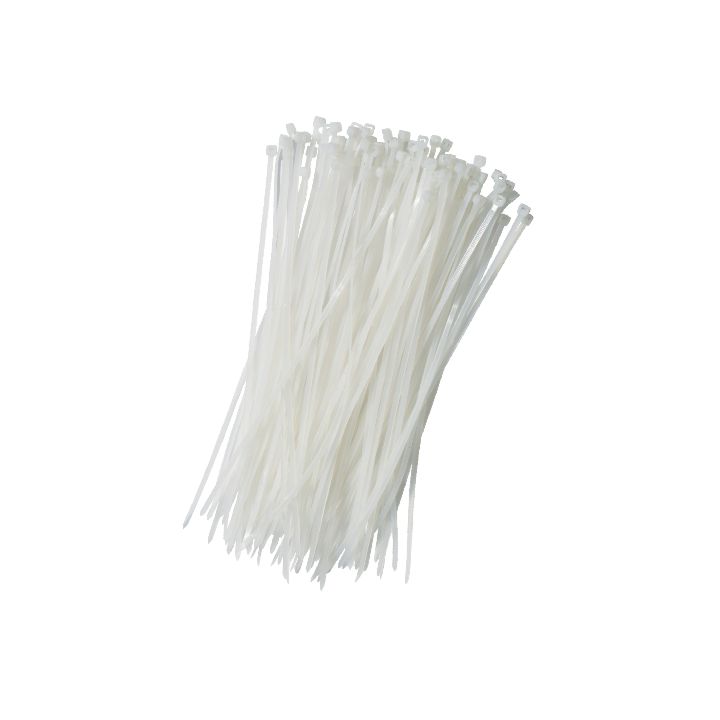 Coliere plastic culoare albă, 3.5x300 mm, 100 bucăți