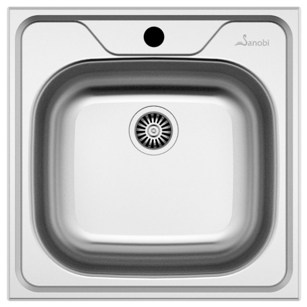 Chiuvetă bucătărie pătrată Sanobi 2301.BPM inox, 480x480x165 mm