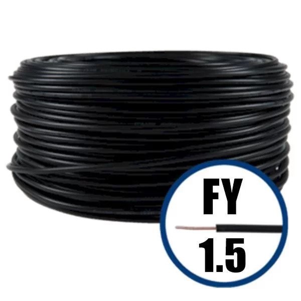 Cablu electric FY (H07V-U) 1.5 mmp, izolatie PVC, negru