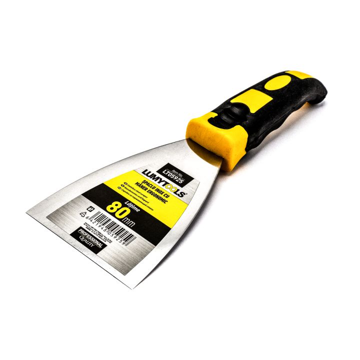 Șpaclu profesional din inox cu mâner ergonomic, 80 mm