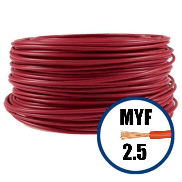 Conductor electric MYF H07V-K , izolatie PVC, 2.5 mmp rosu