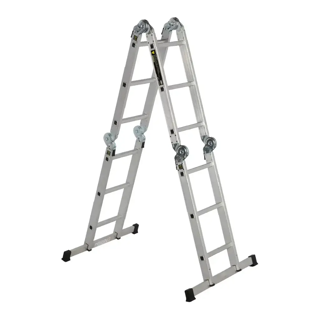 Scară aluminiu multifuncțională pliabilă, 4 tronsoane 4x5 trepte, 5.73 m