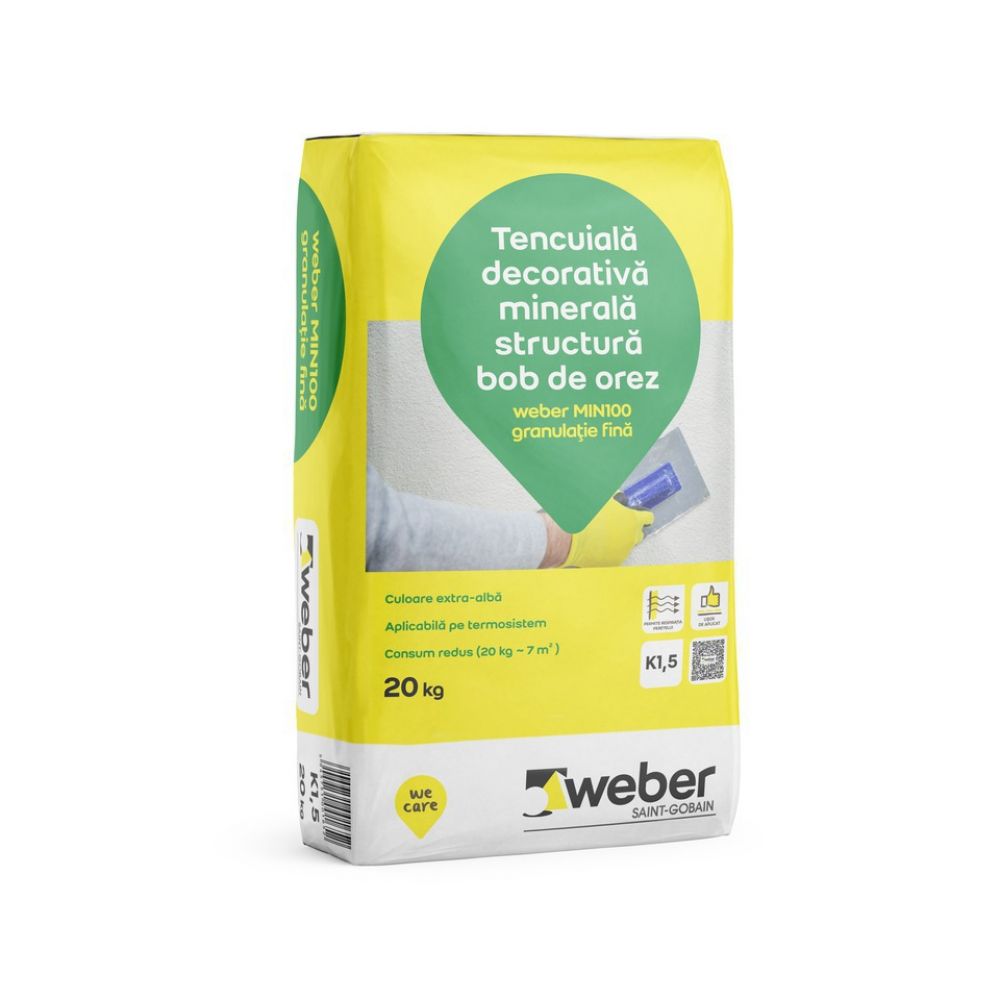 Tencuială minerală decorativă structurată WEBER min100 k2, 20 kg
