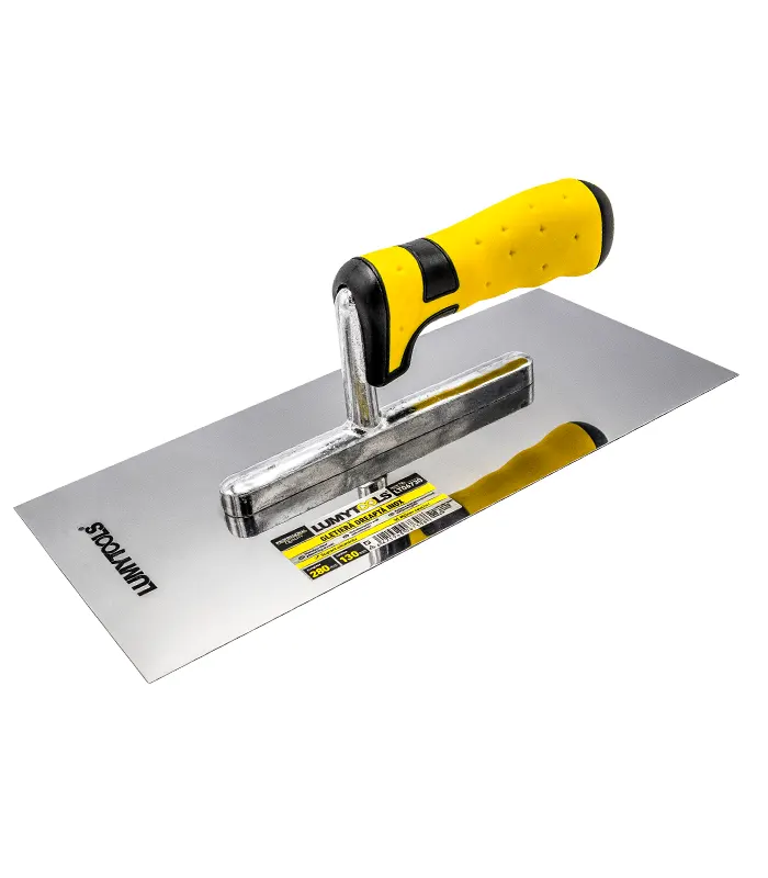 Gletieră dreaptă inox, suport aluminiu, mâner cauciuc, 280x130 mm