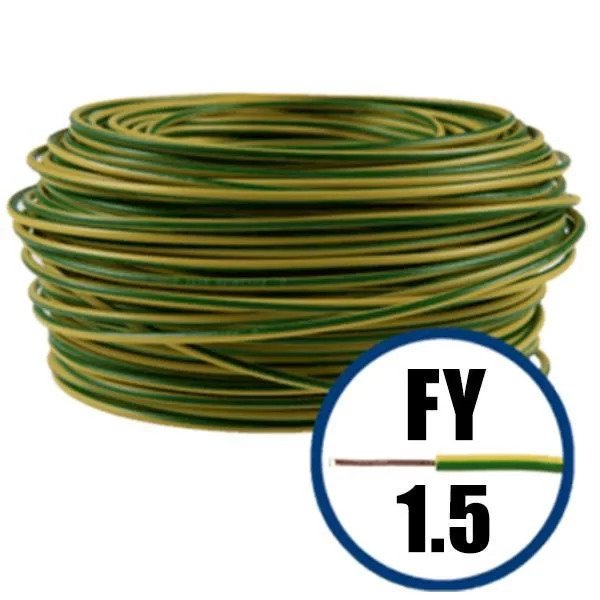 Cablu electric FY (H07V-U) 1.5 mmp, izolatie PVC, galben-verde