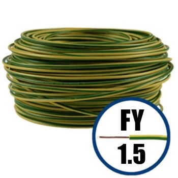 Conductor electric FY (H07V-U) 1.5 mmp, izolație PVC, galben-verde